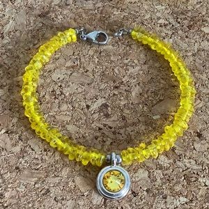 Canary Yellow Swarovski Bead Bracelet with Charm fits 6”-7” wrist 😍